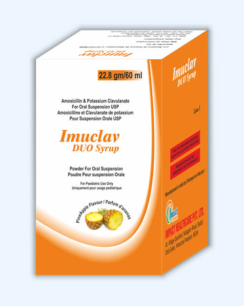 imuclav DUO Syrup produit laboratoire Impact partenaire avec notre agence pharmaceutique au Bénin